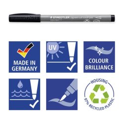 Staedtler Brush pens - Pigment arts st - soft assorteret farver - gr/sort - 6 stk.